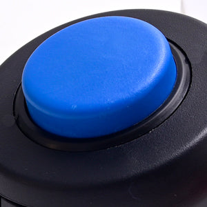 Press and hold the blue button and rotate to shorten or lengthen the trimmer line.